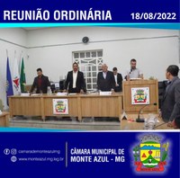 12ª REUNIÃO ORDINÁRIA CÂMARA MUNICIPAL DE MONTE AZUL/MG 18/08/2022