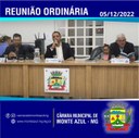 19ª REUNIÃO ORDINÁRIA CÂMARA MUNICIPAL DE MONTE AZUL/MG - 05/12/2022