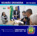 5ª REUNIÃO ORDINÁRIA CÂMARA MUNICIPAL DE MONTE AZUL/MG - 05/10/2022