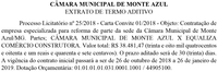Extrato de Termo Aditivo - Câmara Municipal de Monte Azul - MG
