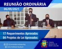 REUNIÃO ORDINÁRIA - 06 DE SETEMBRO DE 2021