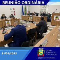 REUNIÃO ORDINÁRIA CÂMARA MUNICIPAL DE MONTE AZUL/MG  - 21/03/2022